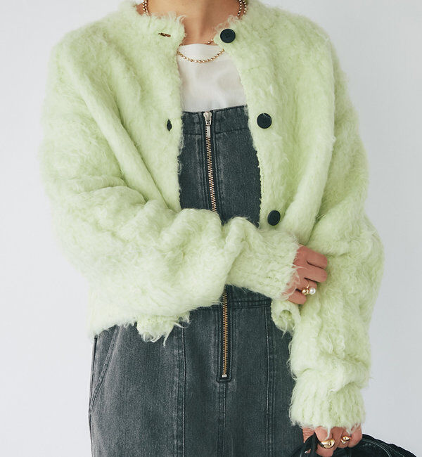  「シャギー起毛ショートカーディガン」|ニット・セーター|