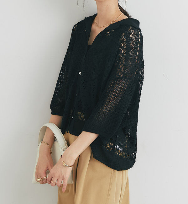  「《繊細な美しさを演出》レース編みニットカーディガン」|ニット・セーター|