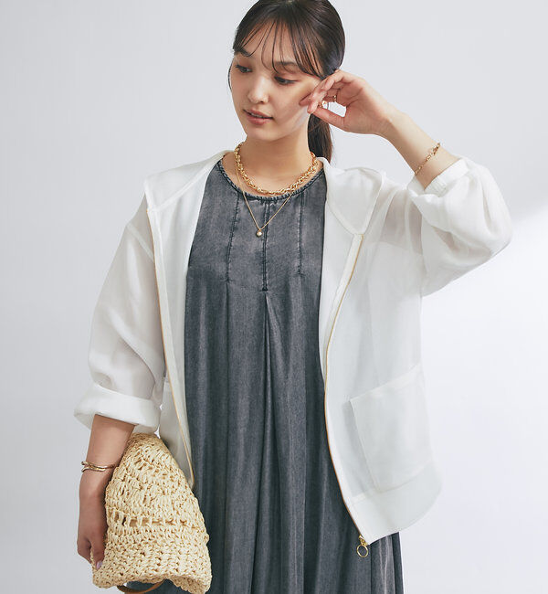  「《羽織るだけでこなれ感》変わり織メッシュフードブルゾン」|その他|