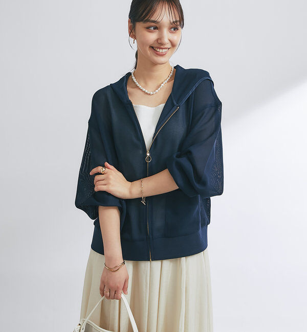  「《羽織るだけでこなれ感》変わり織メッシュフードブルゾン」|その他|