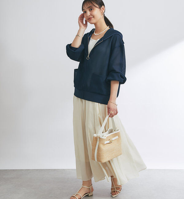  「《羽織るだけでこなれ感》変わり織メッシュフードブルゾン」|その他|