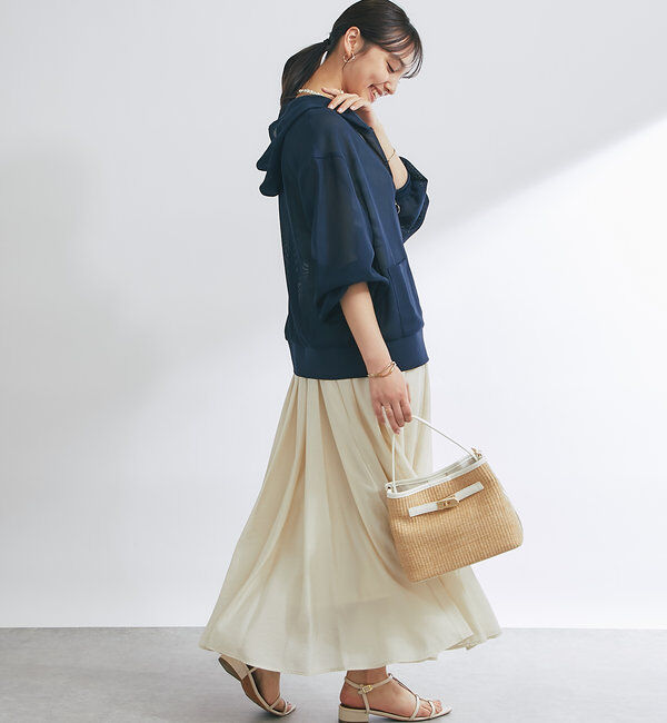  「《羽織るだけでこなれ感》変わり織メッシュフードブルゾン」|その他|