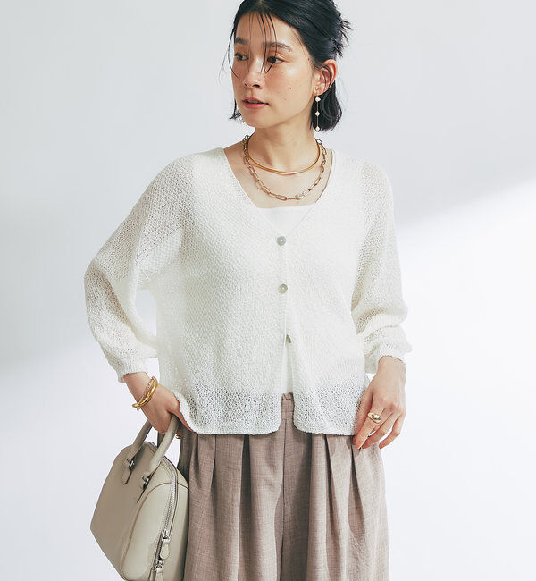  「《軽量・通気性・吸水速乾性》イージーケア和紙ニットカーディガン」|ニット・セーター|