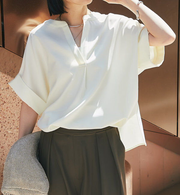  「《オンオフ着まわせる》ニュアンススリーブスキッパーブラウス」|シャツ・ブラウス|オフホワイト