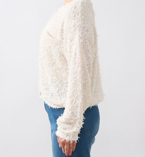  「《上品カジュアル》ラメチュールテープヤーン金釦カーデ」|ニット・セーター|