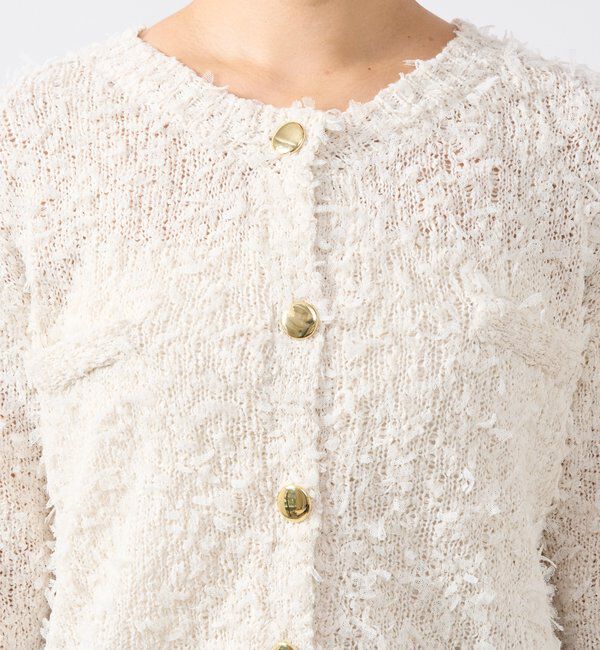  「《上品カジュアル》ラメチュールテープヤーン金釦カーデ」|ニット・セーター|