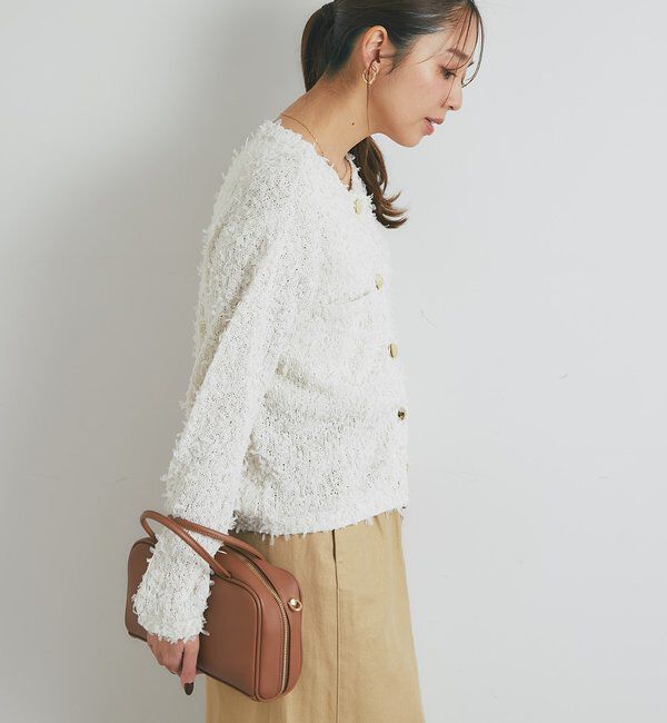  「《上品カジュアル》ラメチュールテープヤーン金釦カーデ」|ニット・セーター|