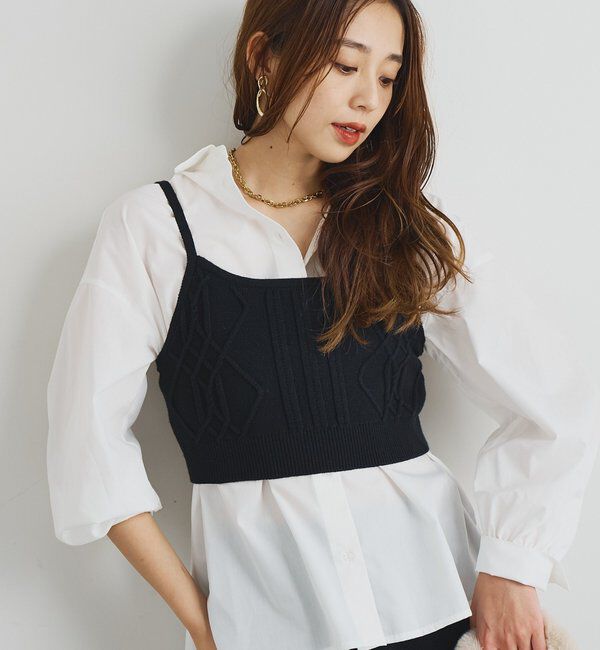  「《トレンドライクに◎》ニットビスチェsetハイカウントシャツ」|シャツ・ブラウス|