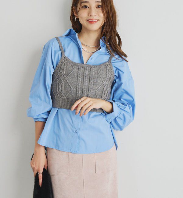  「《トレンドライクに◎》ニットビスチェsetハイカウントシャツ」|シャツ・ブラウス|