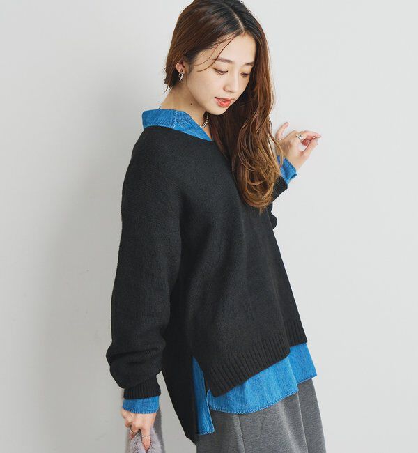  「《人気アイテム・柔らかく軽い着心地》ヤクライクVネックニット」|ニット・セーター|