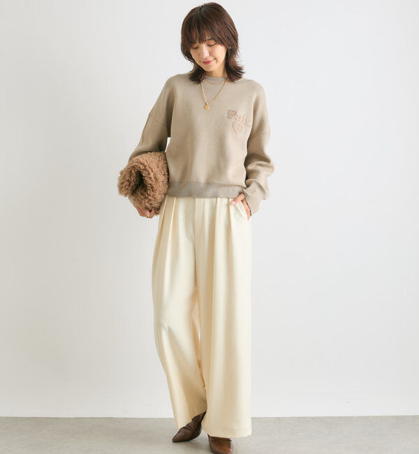  「【秋冬素材が登場！】両面起毛タックワイドスラックス」|チノ|