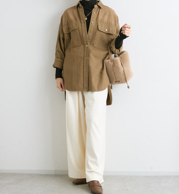  「【秋冬素材が登場！】両面起毛タックワイドスラックス」|チノ|