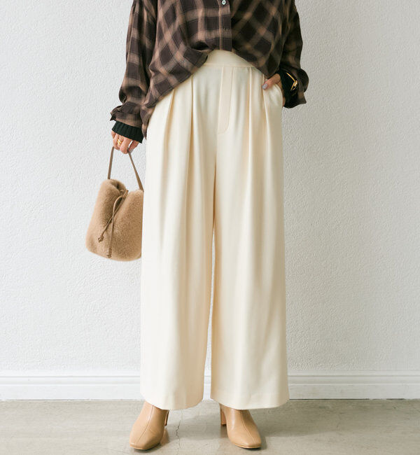  「【秋冬素材が登場！】両面起毛タックワイドスラックス」|チノ|