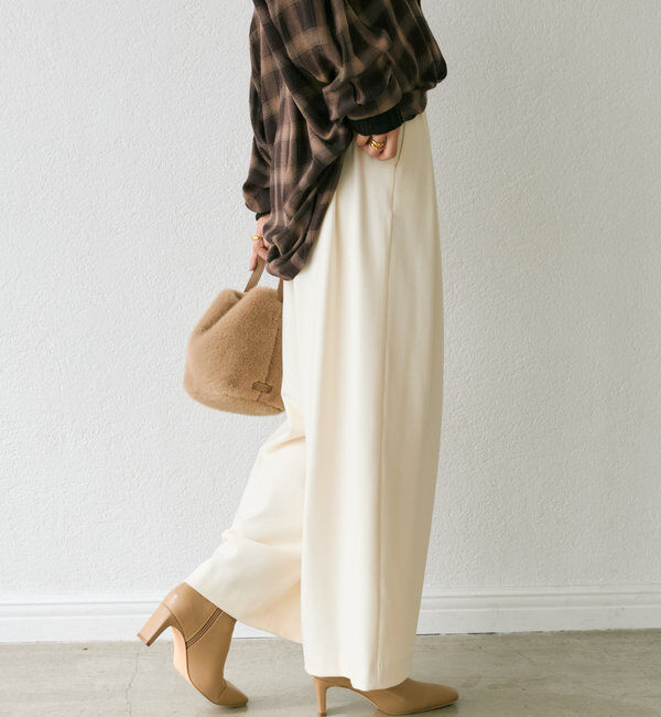  「【秋冬素材が登場！】両面起毛タックワイドスラックス」|チノ|