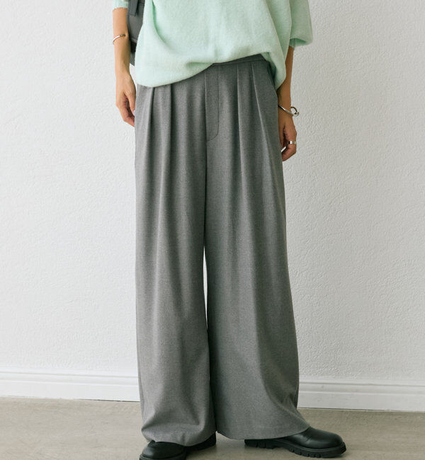  「【秋冬素材が登場！】両面起毛タックワイドスラックス」|チノ|