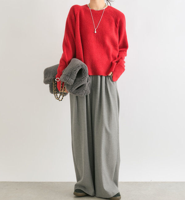  「【秋冬素材が登場！】両面起毛タックワイドスラックス」|チノ|