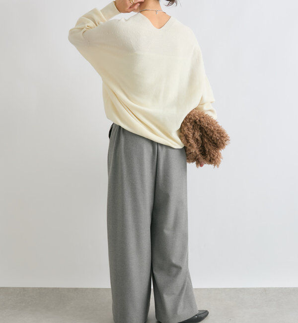  「【秋冬素材が登場！】両面起毛タックワイドスラックス」|チノ|
