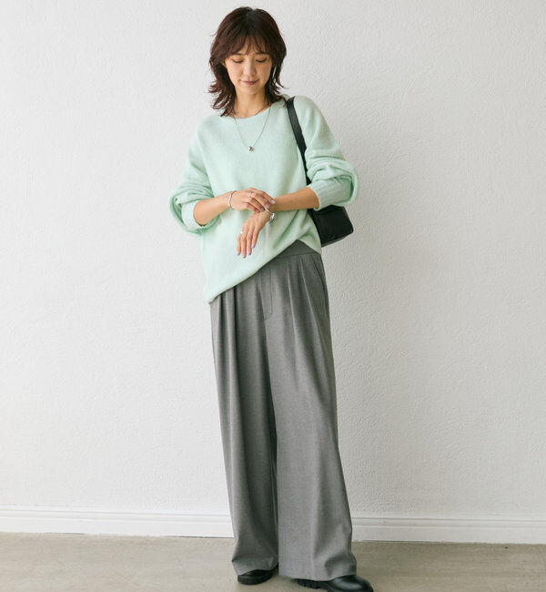  「【秋冬素材が登場！】両面起毛タックワイドスラックス」|チノ|