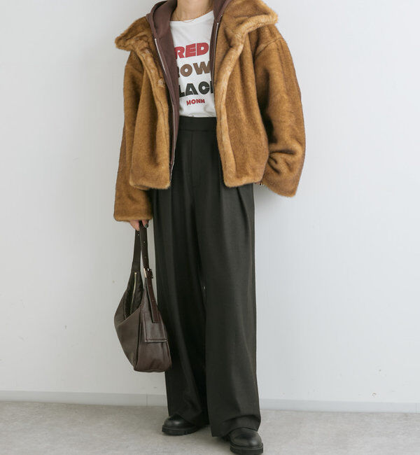  「【秋冬素材が登場！】両面起毛タックワイドスラックス」|チノ|