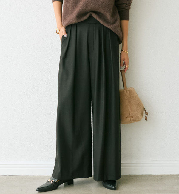  「【秋冬素材が登場！】両面起毛タックワイドスラックス」|チノ|