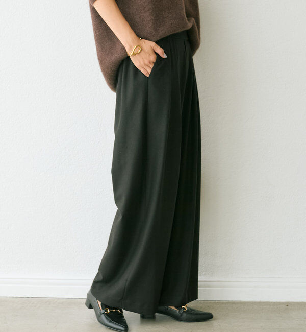  「【秋冬素材が登場！】両面起毛タックワイドスラックス」|チノ|