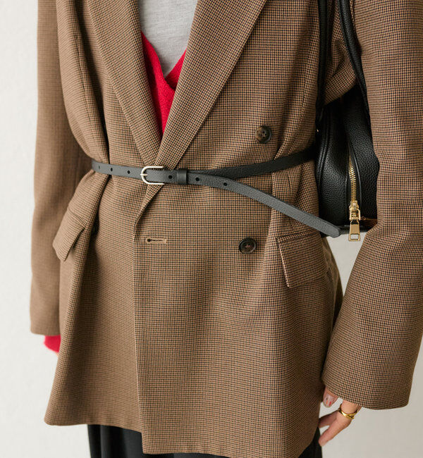  「【コーデのポイントに】レザー細ベルト」|ベルト|ブラック