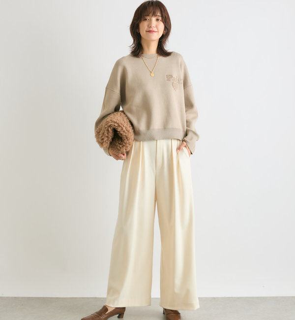  「【キャッチーなロゴがポイント】パイル刺繍ニット」|ニット・セーター|