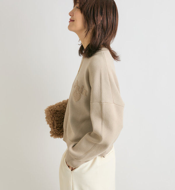  「【キャッチーなロゴがポイント】パイル刺繍ニット」|ニット・セーター|