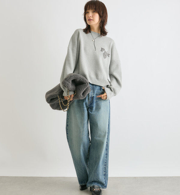  「【キャッチーなロゴがポイント】パイル刺繍ニット」|ニット・セーター|