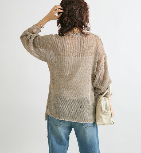  「【女性らしいシルエット】ストローヤーンカシュクールニット」|ニット・セーター|