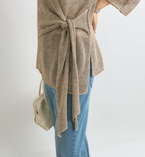  「【女性らしいシルエット】ストローヤーンカシュクールニット」|ニット・セーター|