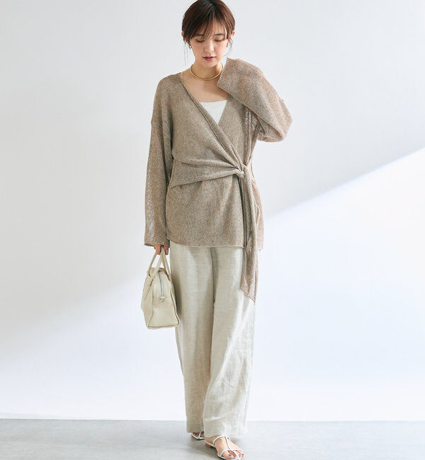  「【女性らしいシルエット】ストローヤーンカシュクールニット」|ニット・セーター|