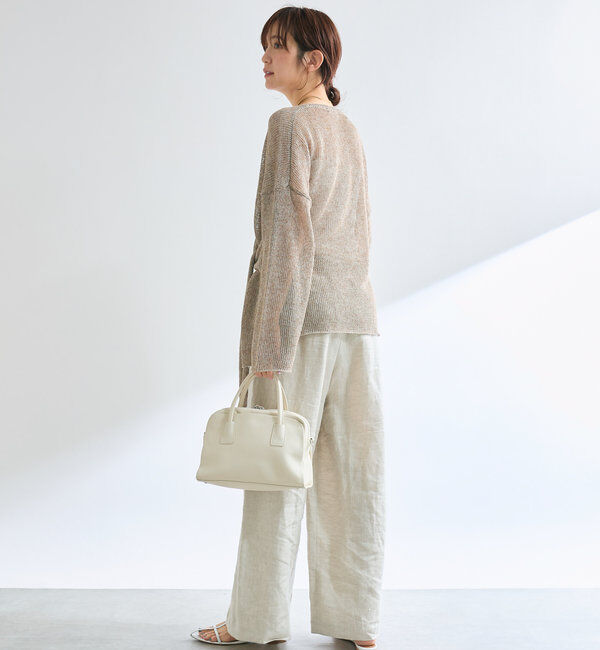  「【女性らしいシルエット】ストローヤーンカシュクールニット」|ニット・セーター|