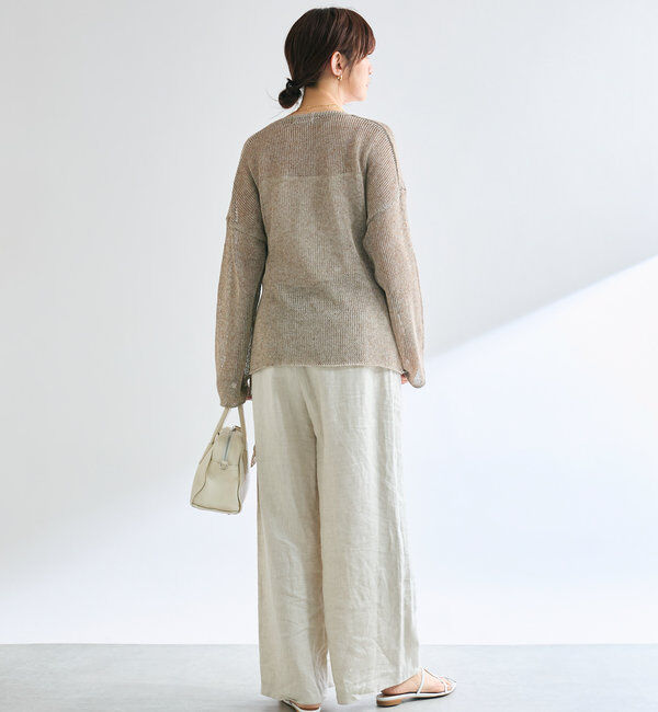  「【女性らしいシルエット】ストローヤーンカシュクールニット」|ニット・セーター|