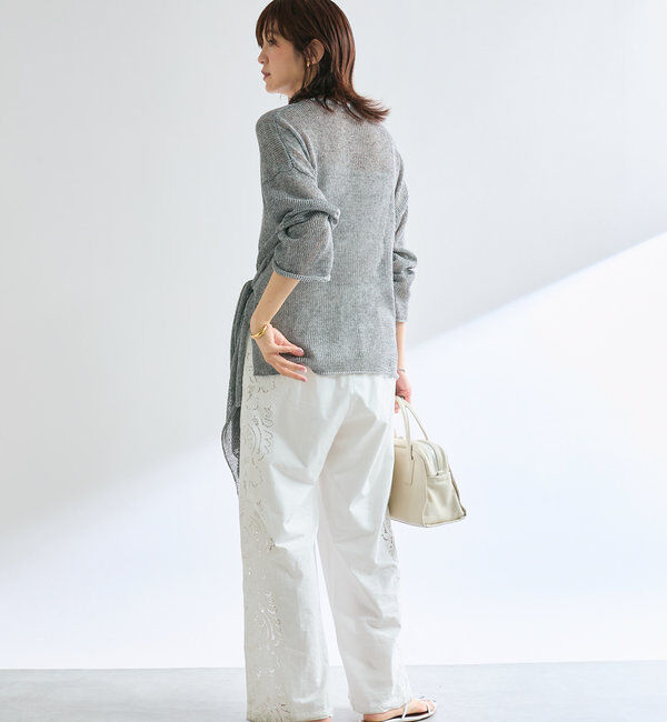  「【女性らしいシルエット】ストローヤーンカシュクールニット」|ニット・セーター|