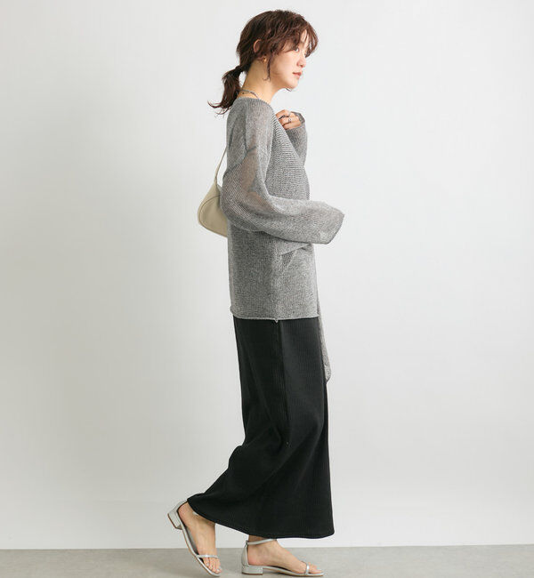  「【女性らしいシルエット】ストローヤーンカシュクールニット」|ニット・セーター|