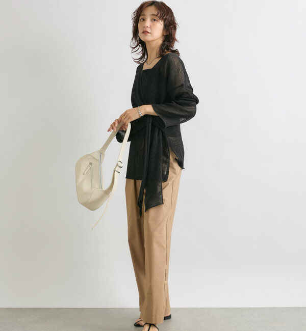  「【女性らしいシルエット】ストローヤーンカシュクールニット」|ニット・セーター|