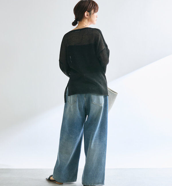  「【女性らしいシルエット】ストローヤーンカシュクールニット」|ニット・セーター|