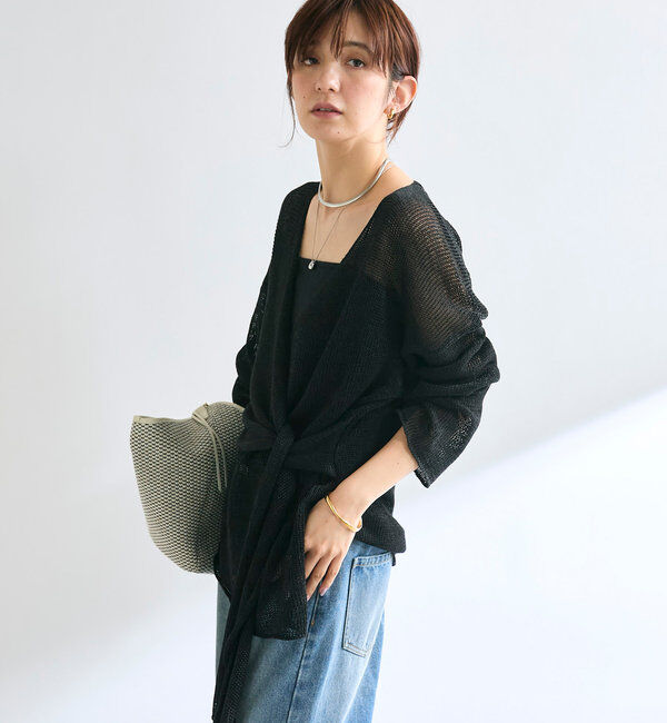  「【女性らしいシルエット】ストローヤーンカシュクールニット」|ニット・セーター|