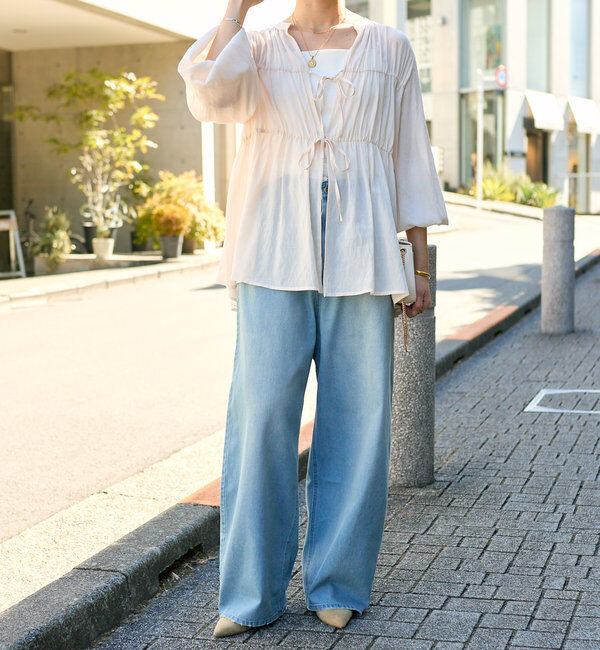 「【一枚でも羽織でも活躍！】ギャザーストリングブラウス」|シャツ・ブラウス|