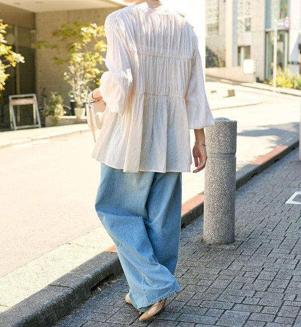  「【一枚でも羽織でも活躍！】ギャザーストリングブラウス」|シャツ・ブラウス|