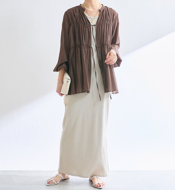  「【一枚でも羽織でも活躍！】ギャザーストリングブラウス」|シャツ・ブラウス|