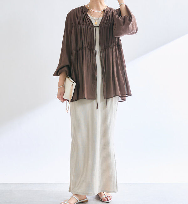  「【一枚でも羽織でも活躍！】ギャザーストリングブラウス」|シャツ・ブラウス|