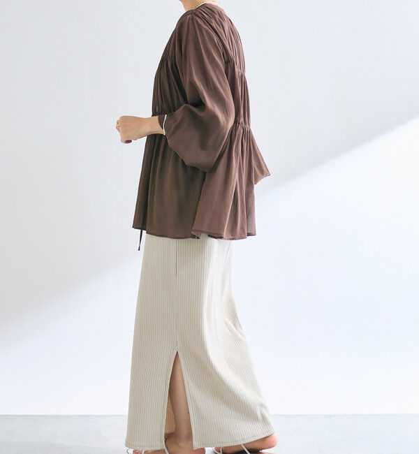  「【一枚でも羽織でも活躍！】ギャザーストリングブラウス」|シャツ・ブラウス|