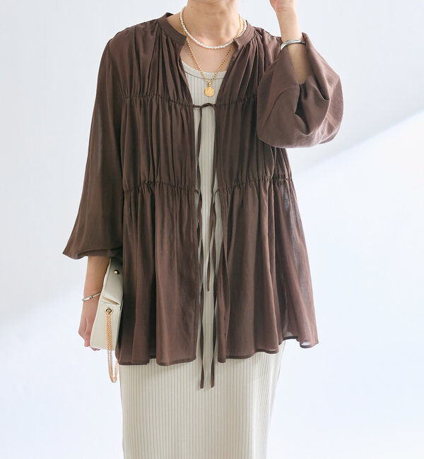  「【一枚でも羽織でも活躍！】ギャザーストリングブラウス」|シャツ・ブラウス|