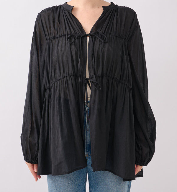  「【一枚でも羽織でも活躍！】ギャザーストリングブラウス」|シャツ・ブラウス|