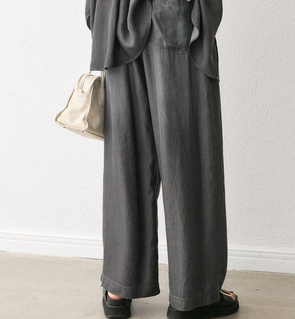  「【セットアップ可】ドレーピーデニムワイドパンツ」|チノ|