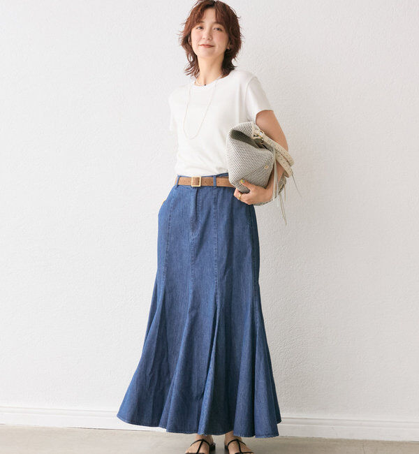  「【MONN.:.(モン)】ライトデニムマキシスカート」|スカート|