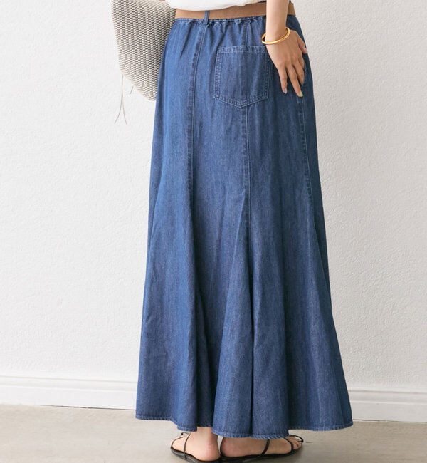  「【MONN.:.(モン)】ライトデニムマキシスカート」|スカート|