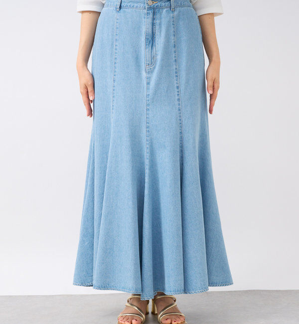  「【MONN.:.(モン)】ライトデニムマキシスカート」|スカート|